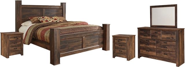 Signature Design by Ashley® Quinden 5-Piece Dark Brown King Poster Bed Set-0