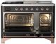 Ilve® Majestic III 48" Glossy Black Pro Style Dual Fuel Natural Gas Range with French Top and Copper Trim-1