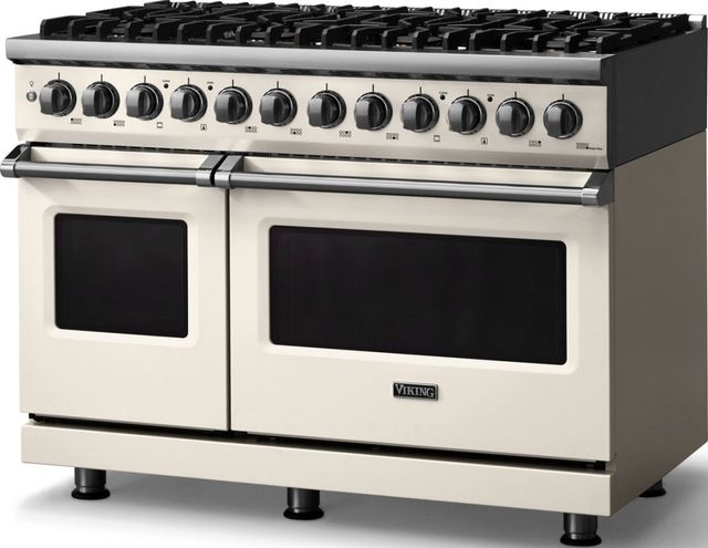 Viking® 5 Series 48" Pure White Pro Style Dual Fuel (NG) Range with Polished Chrome Trim-3