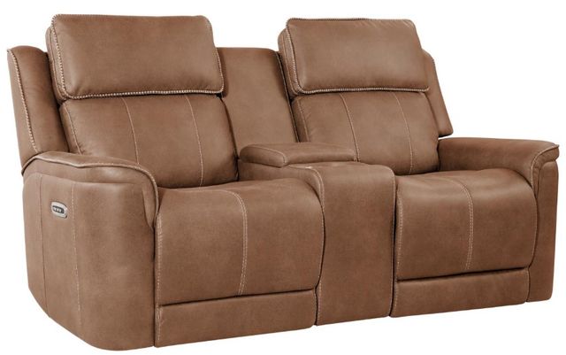 Corinthian Furniture Cason Peanut Power Reclining Loveseat with Power Headrest, Console and Lumbar-0
