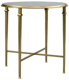 Lillian August Barlow Mirrored Top End Table with Aged Gold Base