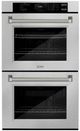 ZLINE Autograph Edition 30" Satin Stainless Steel with Polished Nickel Helix Handles Professional True Convection Double Wall Oven with Air Fry and Self Clean-0