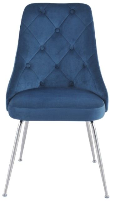 Mazin Furniture Plumeria Blue/Chrome Dining Side Chair -1