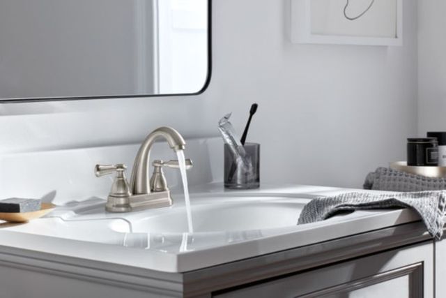 Peerless Elmhurst® 2-Handle Brushed Nickel 4" Centerset Bathroom Faucet-3