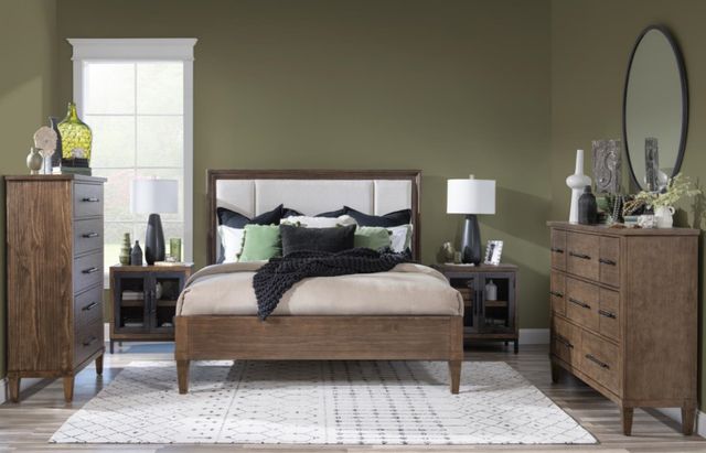 Legacy Classic Artisan's Place Vintage Pine/White Queen Upholstered Panel Bed-1