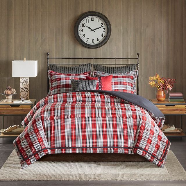 Olliix by Woolrich Williamsport Plaid Red Queen Comforter Set-0