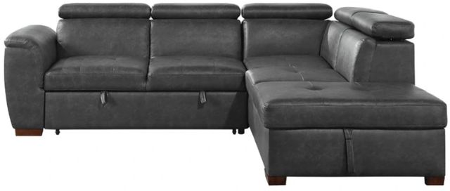 Homelegance® Barre 2-Piece Gray L-Shape Sectional and Chaise with Pull-Out Bed and Hidden Storage-2