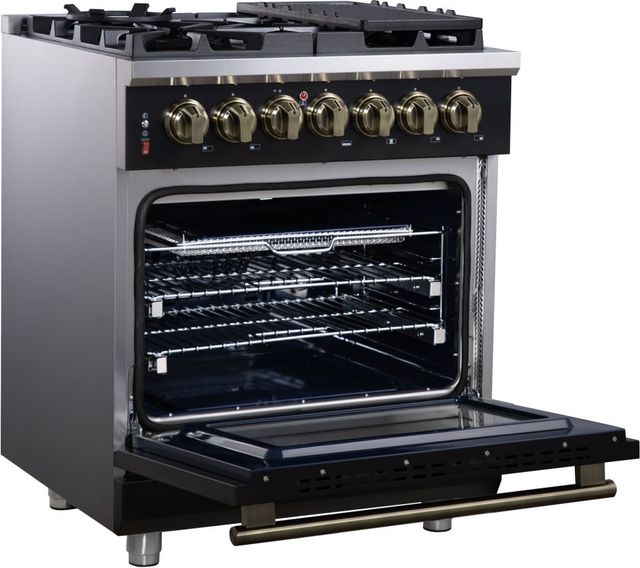 FORNO® Massimo Series Alta Qualita 30" Black Pro Style Dual Fuel Range-4