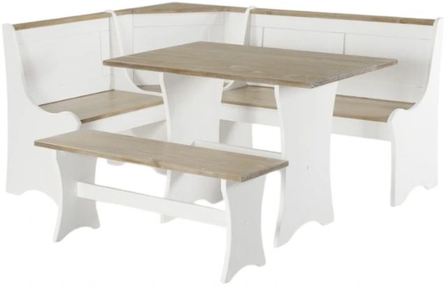 Linon Coastal 5-Piece Driftwood/White Breakfast Nook Set-0