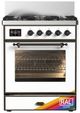 Ilve® Majestic III 30" Custom Pro Style Dual Fuel Liquid Propane Range with 5 Black Brass Burners and Burnished Trim-0