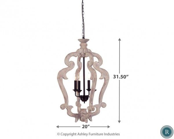 Signature Design by Ashley® Jocelin Distressed White Pendant Light-2