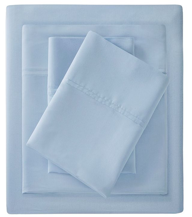 Olliix by Sleep Philosophy Rayon From Bamboo Blue Queen Sheet Set-0