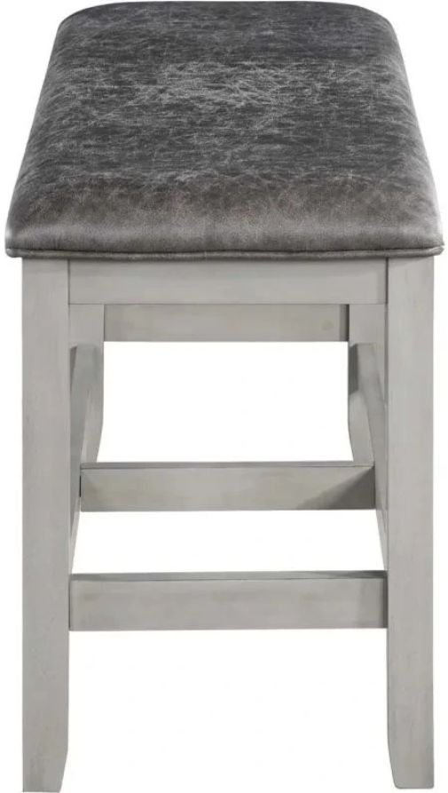 Steve Silver Co. Hyland Stone Gray/Vegan Rawhide Counter Bench-3