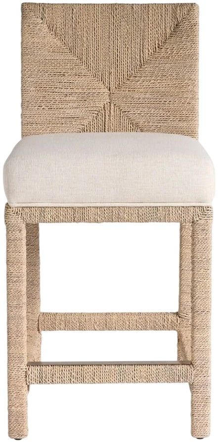Universal Explore Home™ Oasis Coastal Living Home Abaca Beige Counter Chair-3