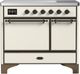 Ilve® Majestic III 40" Antique White Pro Style Induction Range with Solid Door and Burnished Trim-0