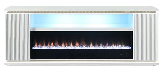 Furniture of America® Medea White 71" TV Stand with Electric Fire Place-0
