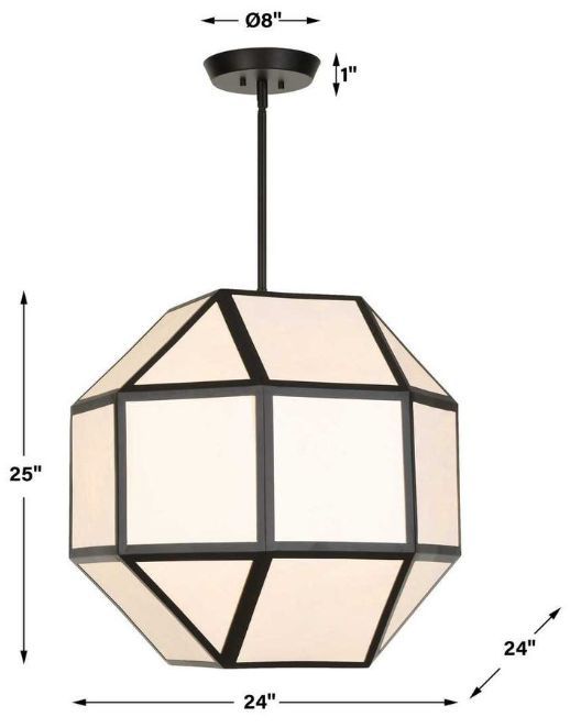 Uttermost® Hoi An Ivory Tyvek/Matte Black 4-Light Geometric Chandelier-3