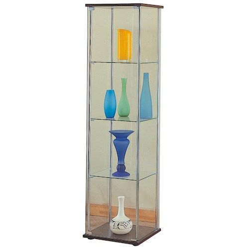 Coaster® Bellatrix Cappuccino/Clear Rectangular 4-Shelf Curio Cabinet