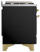 Ilve® Majestic III 40" Glossy Black Pro Style Dual Fuel Natural Gas Range with Solid Door and Brass Trim-3