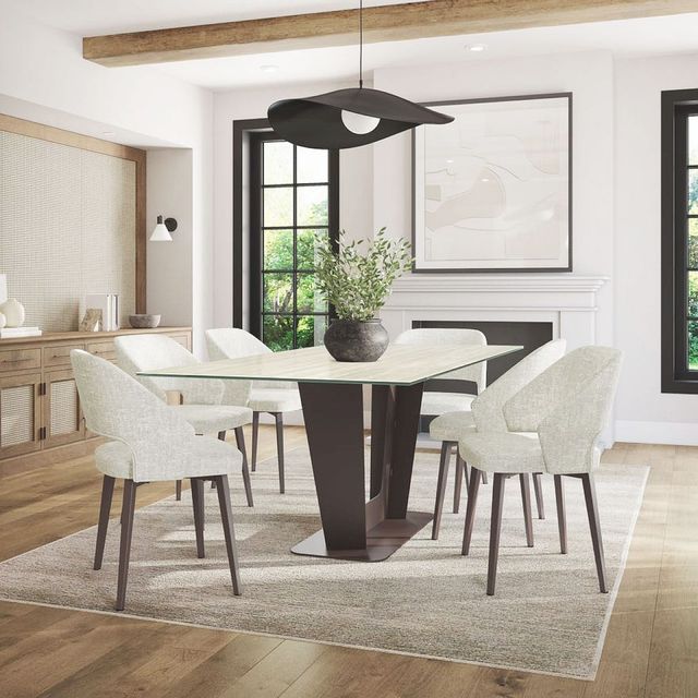 Amisco Customizable Amelia 72" Rectangular Dining Table with 0.5" White Glass Top-3