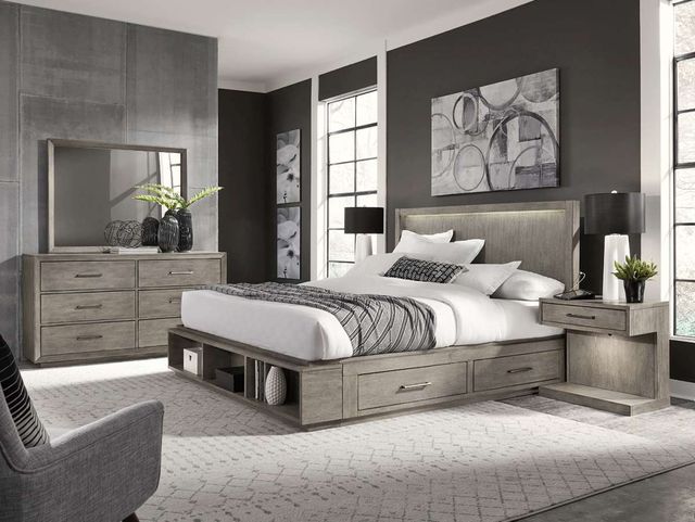 aspenhome® Platinum Gray Linen Landscape Mirror-2