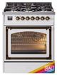 Ilve® Nostalgie II Noblesse 30" Custom RAL Color Pro Style Dual Fuel Range with Burnished Trim-0