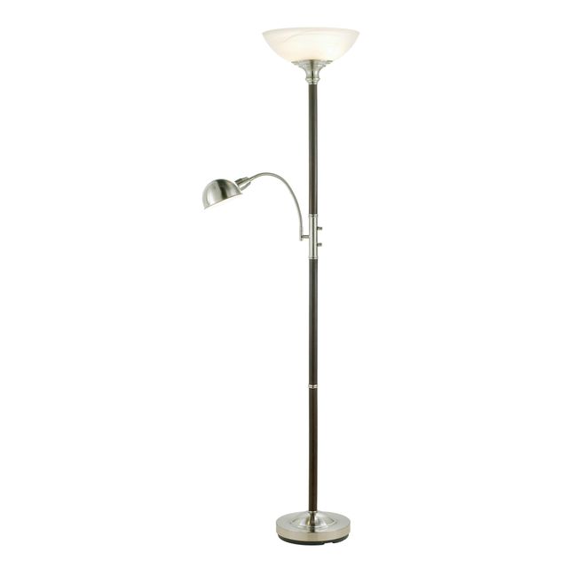 Adesso® Lexington Walnut Rubberwood With Brushed Steel 300W Combo Torchiere-0