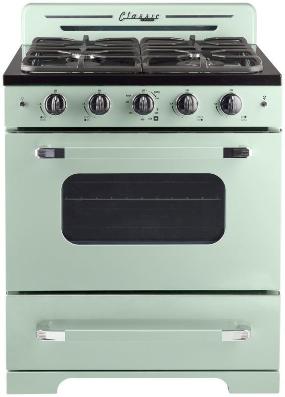 Unique® Appliances Classic Retro 30" Summer Mint Green Freestanding Natural Gas Range-0