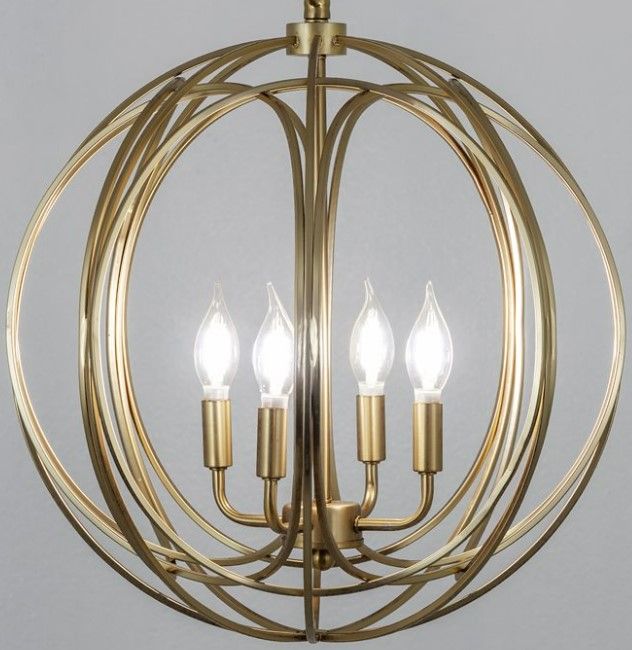 YHD Satin Brass 4-Light Chandelier-2