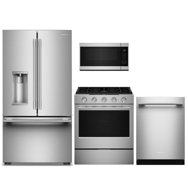 KitchenAid® 4 Piece Stainless Steel Gas Kitchen Package-0