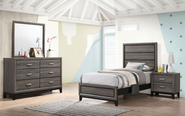 Coaster® Watson 4-Piece Gray Oak Twin Bedroom Set-1