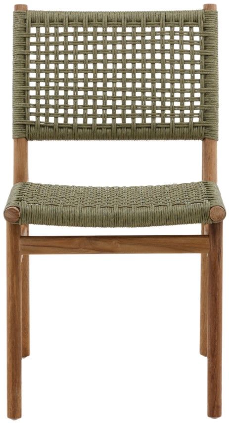 Dovetail Furniture Francisca 2-Piece Green/Natural Faux Rattan/Wooden Outdoor Dining Chair Set-1