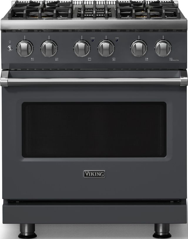 Viking® 5 Series 30" Cast Black Pro Style Dual Fuel (LP) Range with Polished Chrome Trim-0