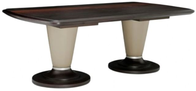 Michael Amini® 21 Cosmopolitan™ Umber Extendable Dining Table with Pebble Grain Taupe/Umber Base-0
