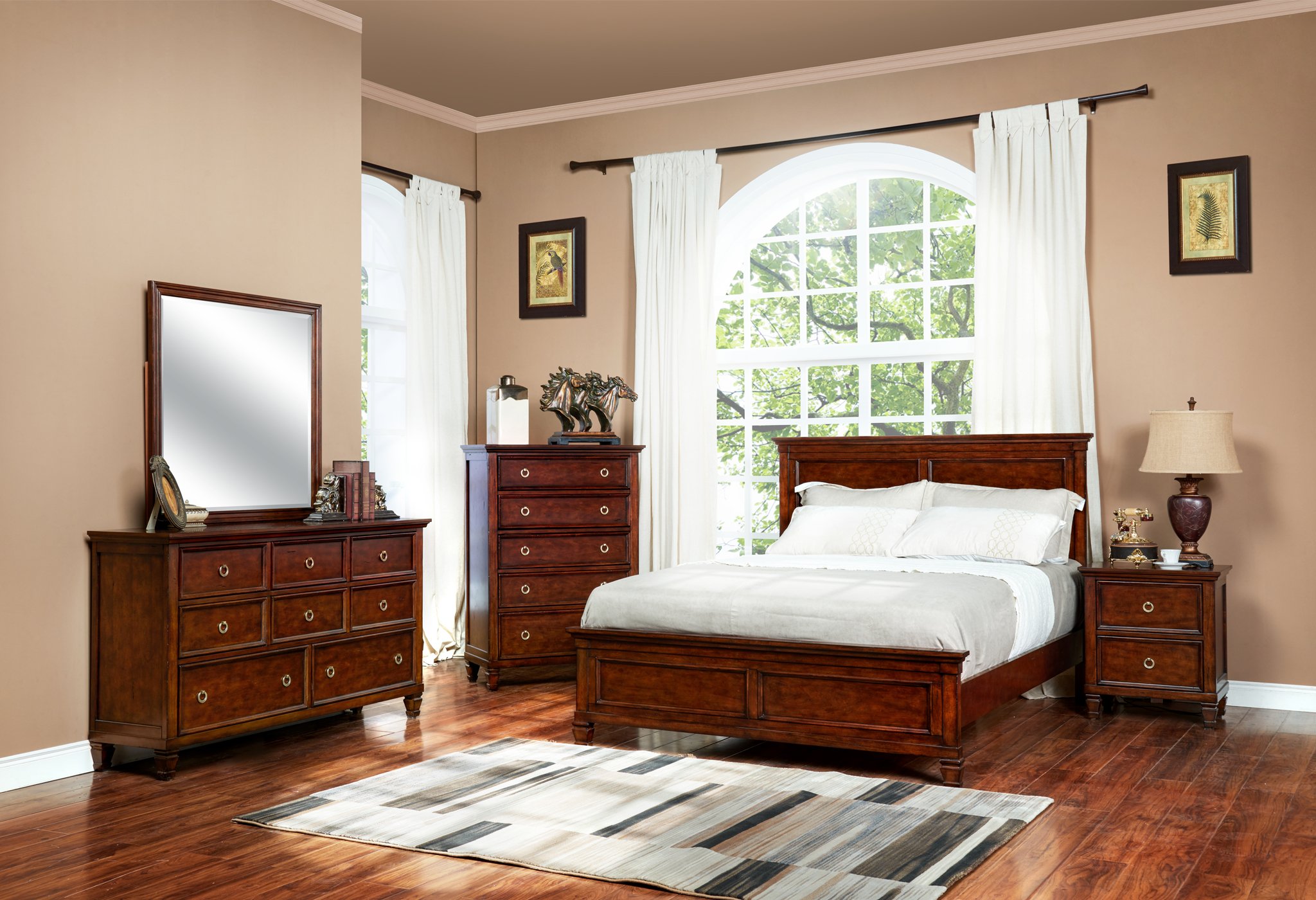New Classic® Home Furnishings Tamarack 4-Piece Brown Cherry Queen Bedroom Set with Nightstand