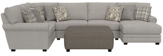 Jackson Furniture Livingston 4-Piece Linen U-Shape Sectional with Ottoman-3