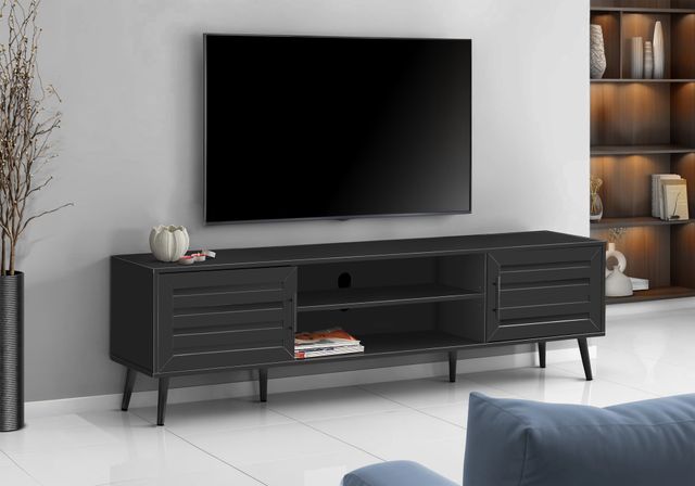 Monarch Specialties Inc. Black 72" TV Stand with 2 Doors-1