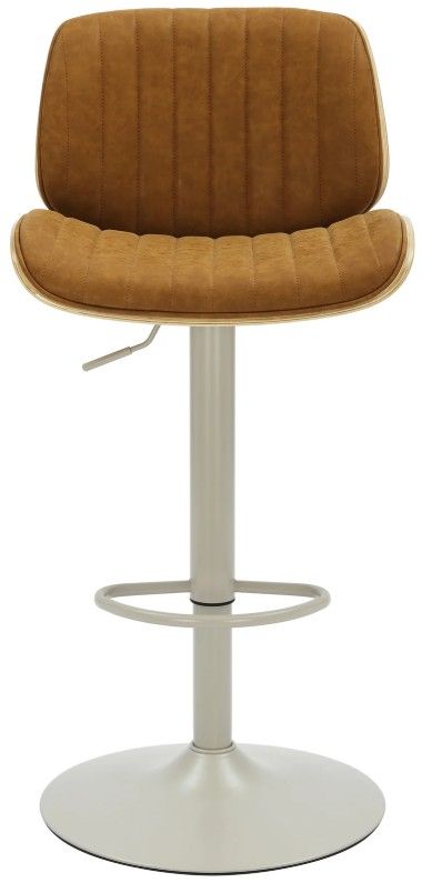 Armen Living Brock 2-Piece Camel/Ivory/Oak Barstool Set-2