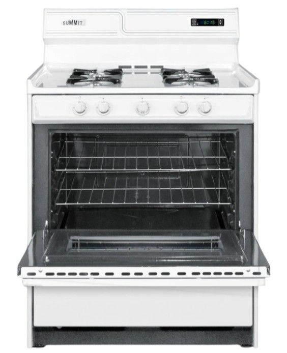 Summit® 30" White Freestanding Gas Range-1