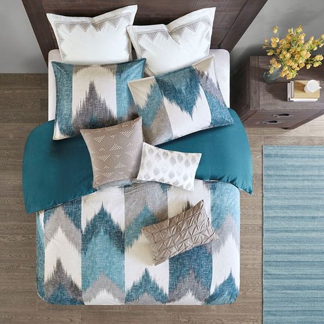 Olliix by INK+IVY Aqua  Full/Queen Alpine Cotton Comforter Mini Set-3