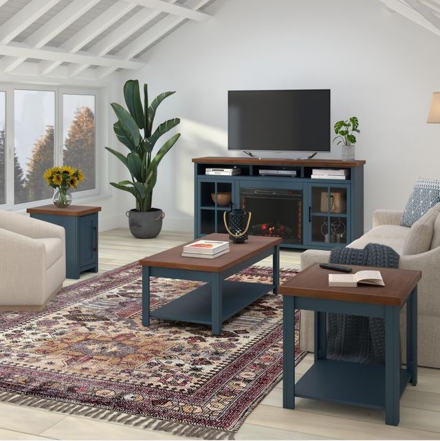 Legends Home Nantucket Whiskey Coffee Table with Blue Denim Base-1