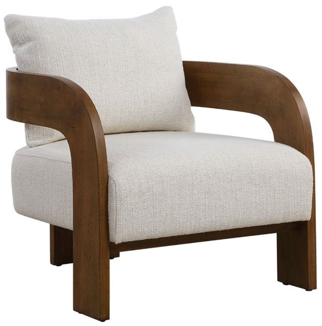 Uttermost® Rowan Ivory/Walnut Accent Chair-0