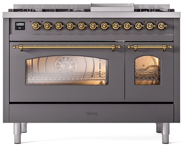 Ilve® Nostalgie II Series 48" Graphite Matte Pro Style Dual Fuel Range-1