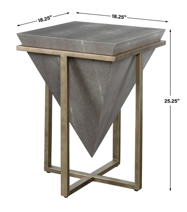 Uttermost® Bertand Mushroom Gray Accent Table with Aged Gold Base-2