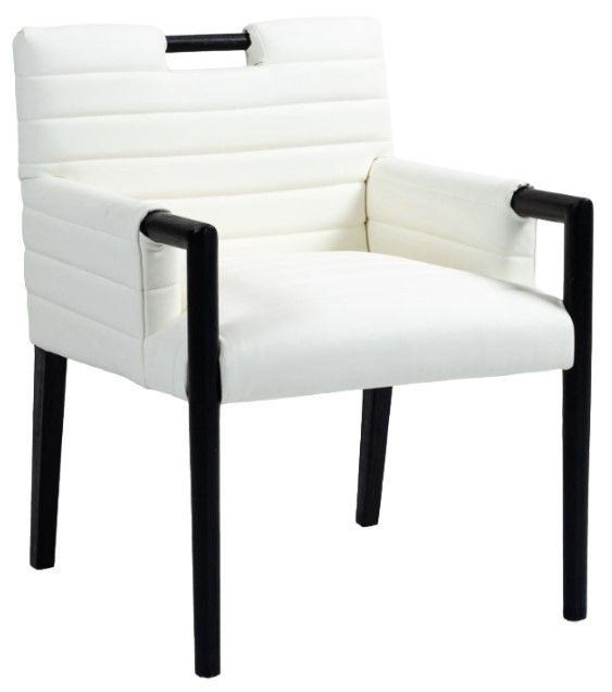 Meridian Furniture Aimee Black/Cream Vegan Leather Dining Arm Chair-0