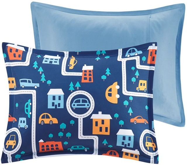 Olliix by Mi Zone Kids Brooks Navy Twin Traveling Cars Printed Comforter Set-1