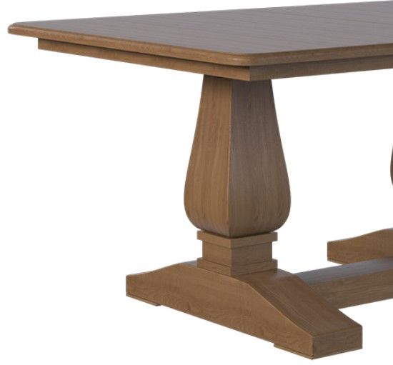 Country View Woodworking Customizable Irvine 42" Red Oak Top Dining Table with 4-Leaves and Brown Maple Base-1