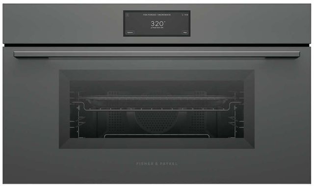 Fisher & Paykel Series 9 Minimal 30" Grey Glass Compact Convection Speed Oven-0