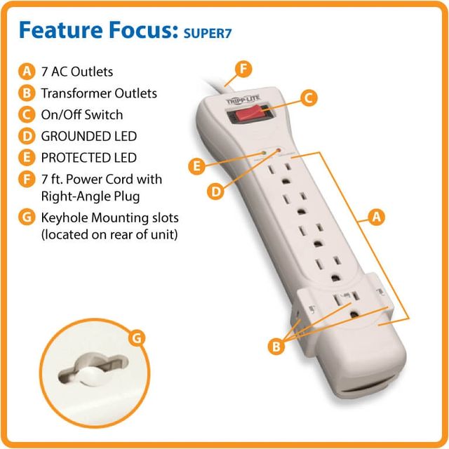 Protect It! 7-Outlet 2160 Joules Surge Protector-1