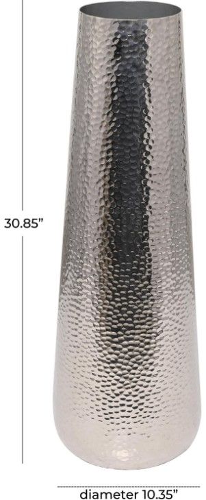 Deco Marche Silver Tall Hammered Vase-2